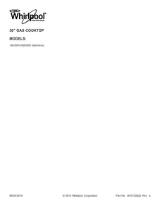 Cover Sheet Diagram and Parts List for WCG97US0DS00  Whirlpool Cooktop