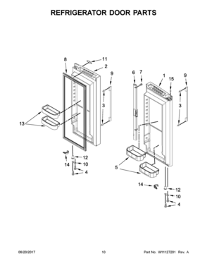06 - REFRIGERATOR DOOR PARTS Diagram and Parts List for WRFA32SMHZ00  Whirlpool Refrigerator