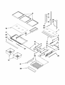 Shelf Parts Diagram and Parts List for 59679243013  Kenmore Refrigerator