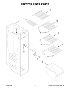 05 - Freezer Liner Parts Diagram and Parts List for WRS312SNHB06  Whirlpool Refrigerator