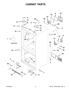 Cabinet Parts Diagram and Parts List for KRFC302ESS03  Whirlpool Refrigerator