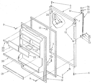 Refrigerator Door Diagram and Parts List for ET18GKXSF02  Whirlpool Refrigerator