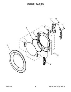 05 - Door Parts Diagram and Parts List for WGD4720RW0  Whirlpool Dryer