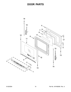 Door Parts Diagram and Parts List for WFG525S0JZ6  Whirlpool Range