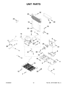 Unit Parts Diagram and Parts List for WRF555SDHV04  Whirlpool Refrigerator