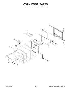 Oven Door Parts Diagram and Parts List for WOS72EC7HS02  Whirlpool Wall Oven