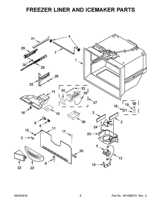 Freezer Liner And Icemaker Parts Diagram and Parts List for WRFA32SMHZ01  Whirlpool Refrigerator