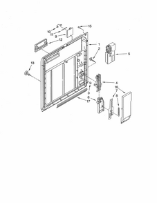 Inner Door Diagram and Parts List for SUD4000HQ1  Whirlpool Dishwasher