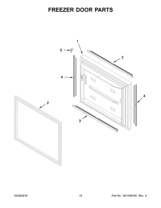Freezer Door Parts Diagram and Parts List for KRFC302EPA02  Whirlpool Refrigerator