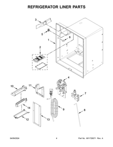 Refrigerator Liner Parts Diagram and Parts List for WRF555SDFZ19  Whirlpool Refrigerator