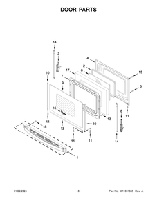 Door Parts Diagram and Parts List for WFE550S0LW3  Whirlpool Range
