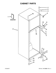 Cabinet Parts Diagram and Parts List for 10676399413  Kenmore Refrigerator