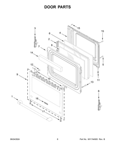05 - Door Parts Diagram and Parts List for YMFES8030RZ0  Whirlpool Range