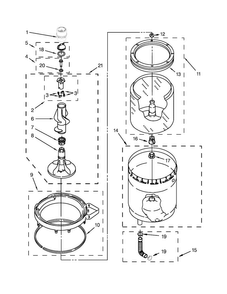 Agitator, Basket And Tub Parts Diagram and Parts List for 7MWET3300EQ0  Whirlpool Washer Dryer Combo