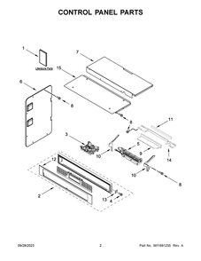 Control Panel Parts Diagram and Parts List for KOCE500ESS23  KitchenAid Microwave Oven Combo
