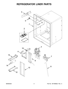 Refrigerator Liner Parts Diagram and Parts List for WRF555SDFZ17  Whirlpool Refrigerator