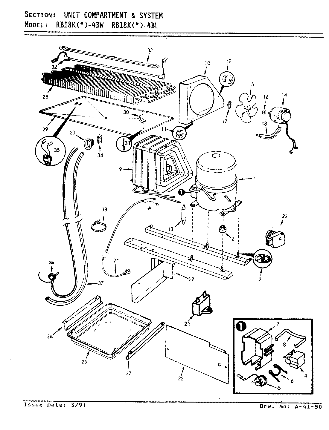 07 - UNIT COMPARTMENT & SYSTEM Diagram and Parts List for RB18KN-4BL  Whirlpool Refrigerator