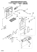 DISPENSER FRONT PARTS Diagram and Parts List for KSRN25FRWH01  KitchenAid Refrigerator