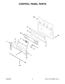 Control Panel Parts Diagram and Parts List for YWFE550S0LB3  Whirlpool Range