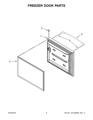 Freezer Door Parts Diagram and Parts List for WRFA60SFHZ00  Whirlpool Refrigerator