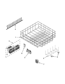 Lower Rack Parts Diagram and Parts List for KDFE304DBL2  KitchenAid Dishwasher