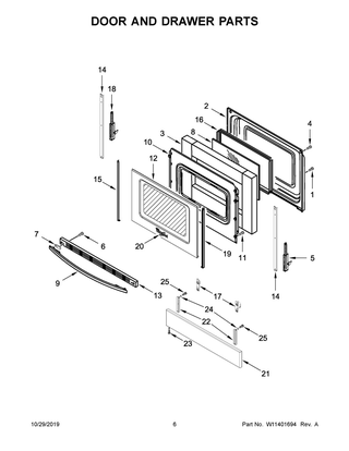 Door And Drawer Parts Diagram and Parts List for WEC310SAGS3  Whirlpool Range
