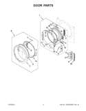 DOOR PARTS Diagram and Parts List for YWED94HEAC0  Whirlpool Dryer