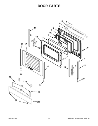 Door Parts Diagram and Parts List for WEE510SAGS0  Whirlpool Range