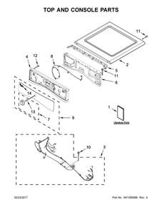 Part Location Diagram of W10919222 Whirlpool PANEL-CNTL