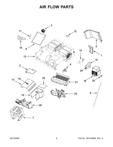 Air Flow Parts Diagram and Parts List for YKMHP519ES4  Whirlpool Microwave Oven Combo