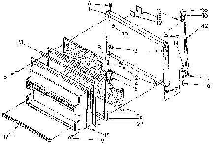 Freezer Door Diagram and Parts List for ET18NKXSN05  Whirlpool Refrigerator