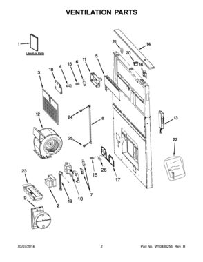 02 - VENTILATION PARTS Diagram and Parts List for JXD7030YS0  Whirlpool Range Hood