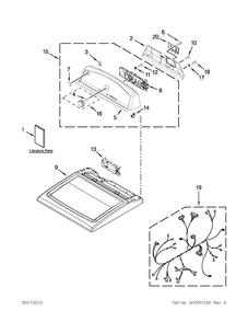 Top And Console Parts Diagram and Parts List for 11066002011  Kenmore Dryer