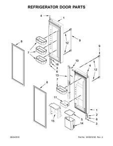 Refrigerator Door Parts Diagram and Parts List for IX5BBEXDS01  Whirlpool Refrigerator