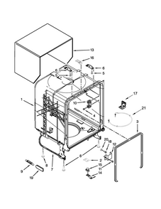 Tub And Frame Parts Diagram and Parts List for IDF320PAFW0  Whirlpool Dishwasher