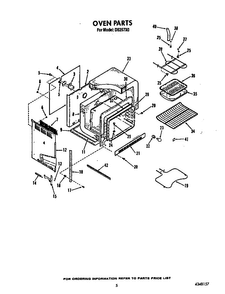 Oven Diagram and Parts List for D5257X0  Roper Range