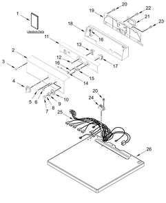 Top And Console Parts Diagram and Parts List for MDE20MNUGW0  Whirlpool Dryer