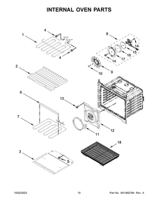 Internal Oven Parts Diagram and Parts List for WOED7030PV01  Whirlpool Wall Oven