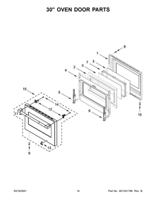 30 Inch Oven Door Parts Diagram and Parts List for JGRP648HL01  Whirlpool Range