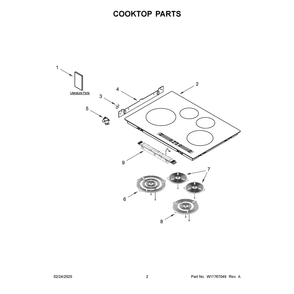 Cooktop Parts Diagram and Parts List for WCIT6030SB00  Whirlpool Cooktop