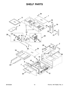 08 - Shelf Parts Diagram and Parts List for WRMF3636RB00  Whirlpool Refrigerator