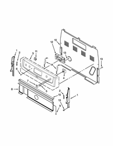 Control Panel Parts Diagram and Parts List for IES350XW3  Whirlpool Range