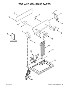 Top And Console Parts Diagram and Parts List for 11071402312  Kenmore Dryer
