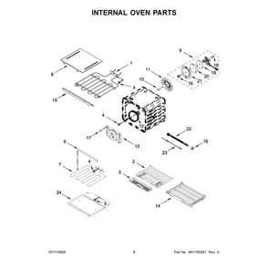 Internal Oven Parts Diagram and Parts List for KOEC727SPS00  KitchenAid Microwave Oven Combo