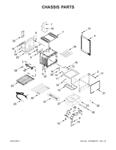 Chassis Parts Diagram and Parts List for KFGS530ESS2  KitchenAid Range