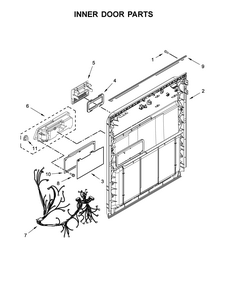 Inner Door Parts Diagram and Parts List for IDF330PAGW0  Whirlpool Dishwasher