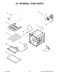 18 Inch Internal Oven Parts Diagram and Parts List for JDSP548HM01  Whirlpool Range