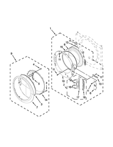 Door Parts Diagram and Parts List for 7MWGD97HDBD0  Whirlpool Dryer