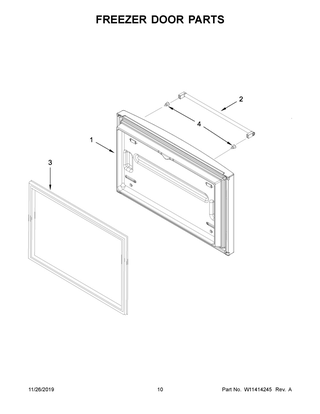 Freezer Door Parts Diagram and Parts List for KRFF305EBS02  Whirlpool Refrigerator