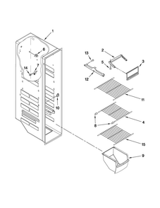 Freezer Liner Parts Diagram and Parts List for 10650343011  Kenmore Refrigerator
